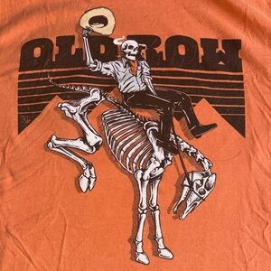 Old Row Skeleton Cowboy | Vibrant Orange Short Sleeve Tee | 100% Cotton